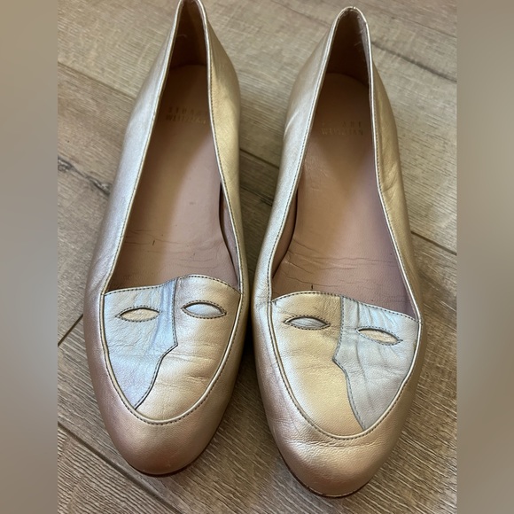 STUART WEITZMAN Shoes Women’s 6.5 Gold
Silver, The Mask Metallic Leather Flats - Picture 2 of 5